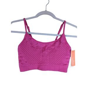 Crochet Bralette Colsie Pink M Tiny Top Textured Layering‎ Crop Top Bra Longline